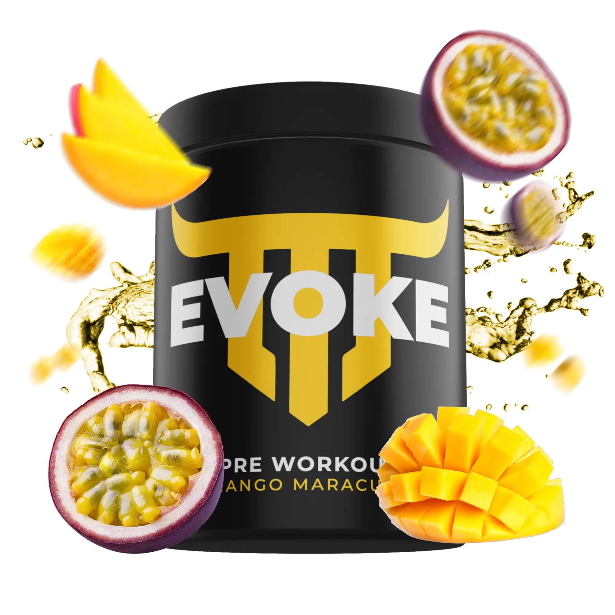 Pre Workout Booster von Evoke Nutrition - Geschmack Mango Maracuja für das Fitnessstudio und Gym